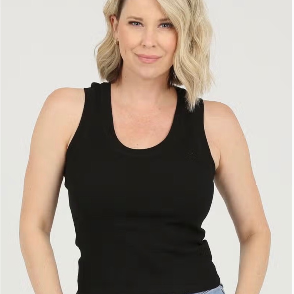 Nostalgia Rib Scoop Neck Tank Black